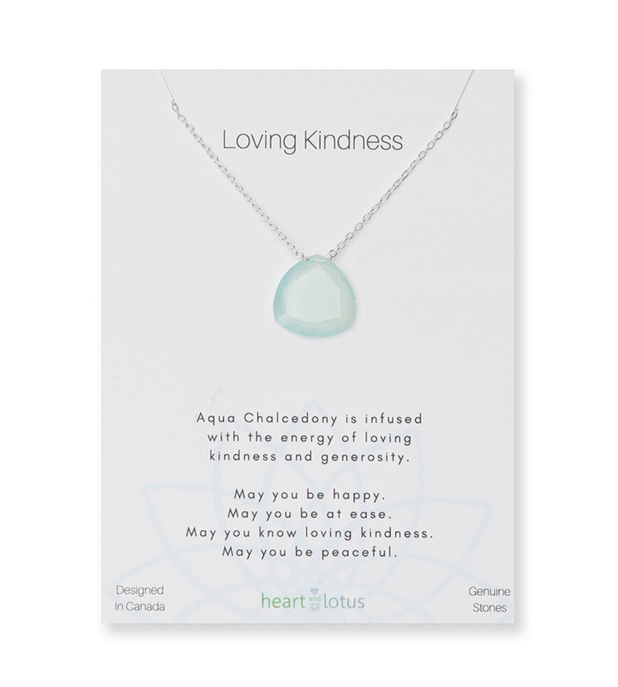 Aqua Chalcedony Affirmation Triangle Necklace "Loving Kindness"
