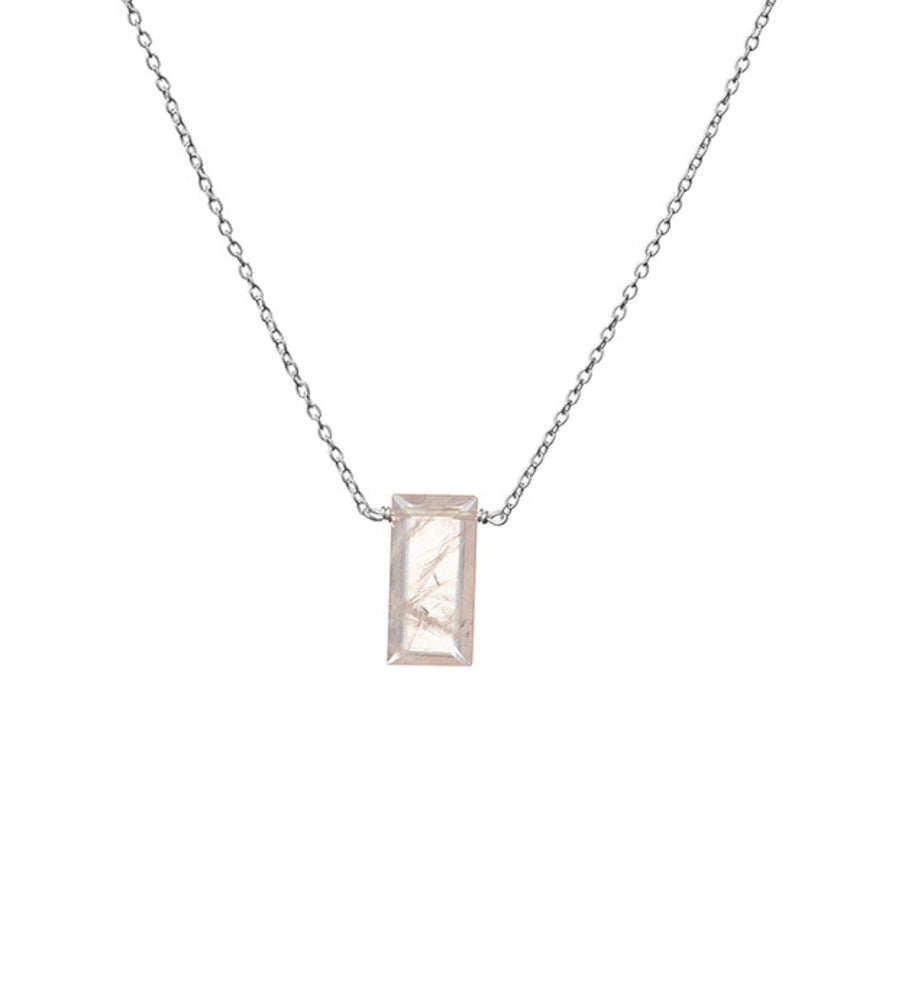 Rose Quartz Affirmation Rectangle Necklace "Love"