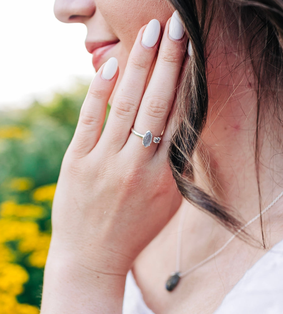 Heart and Lotus Rise Ring Silver