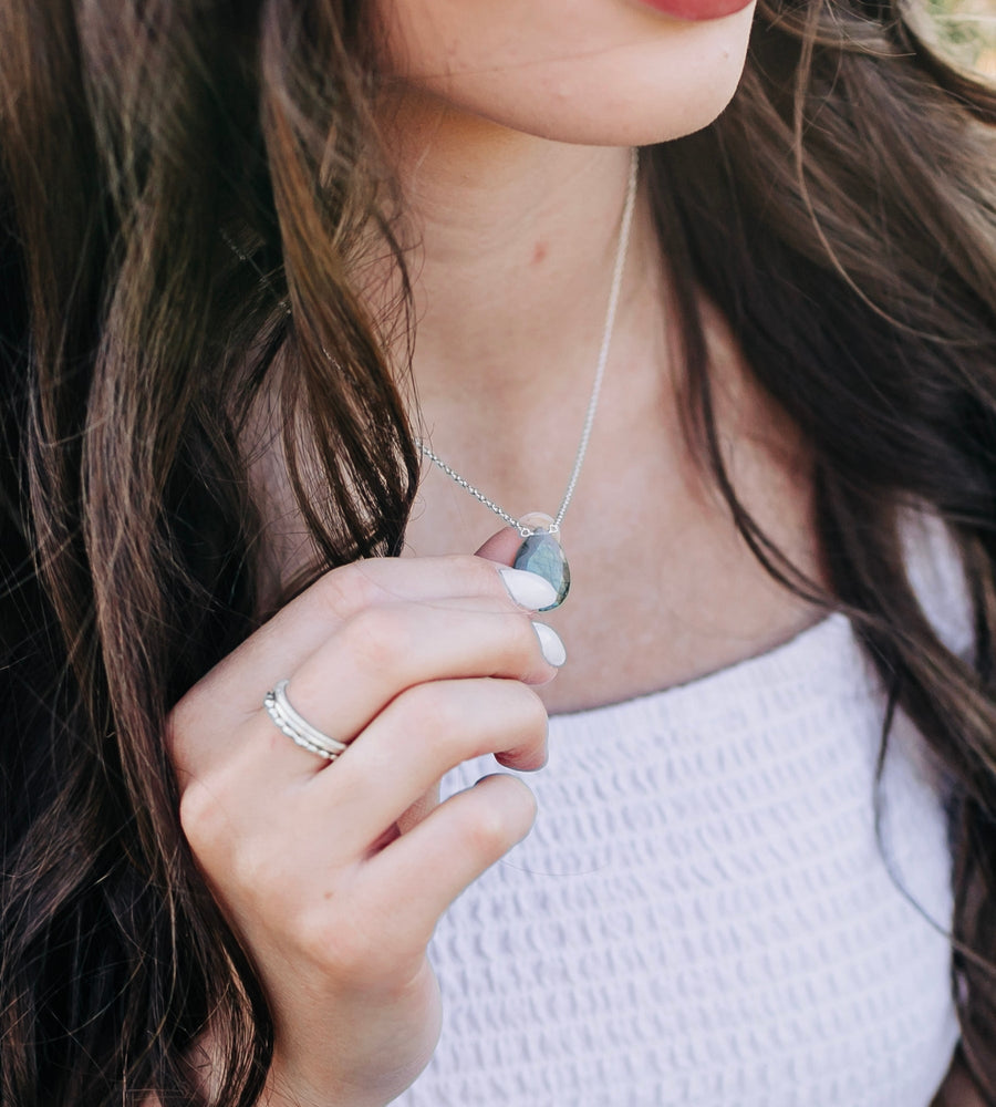 Heart and Lotus Mind Body Spirit Ring Set Silver