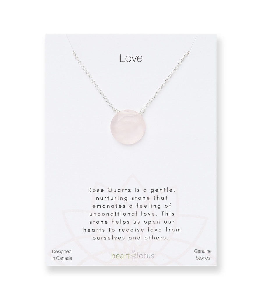 Heart and Lotus Love Rose Quartz Necklace