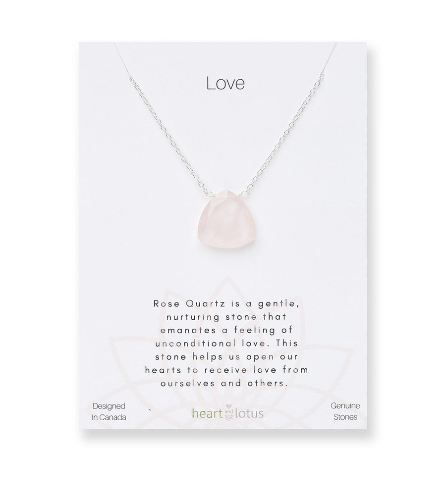 Rose Quartz Affirmation Triangle Necklace "Love"