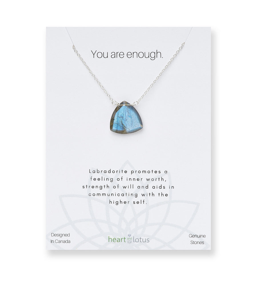 Labradorite Affirmation Triangle Necklace "You Are Enough"